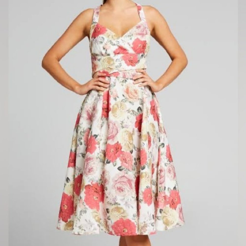 BARIANO White Gold Beaded Embellished Maxi Dress Formal Evening Gown